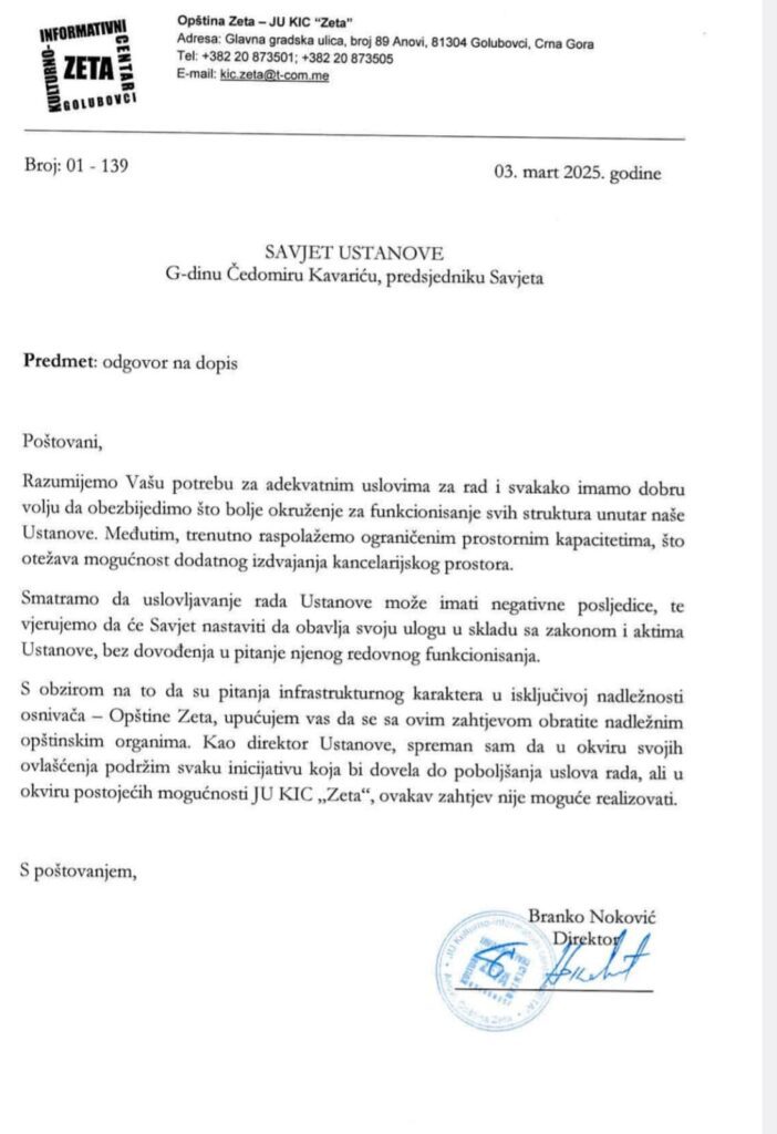 branko noković odgovor Kavarić